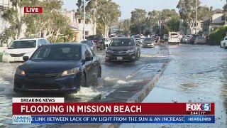 Ruptured Water Line Floods Mission Beach Streets