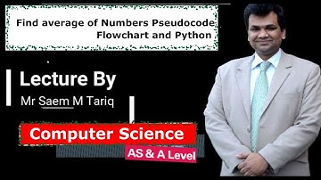 A-Level Computer Science 9618  Find average of Numbers Pseudocode Flowchart and Python