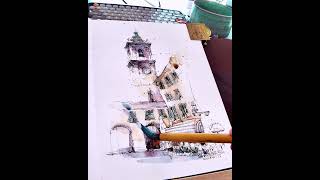 Sketching a European Landmark in Watercolor 🎨 | Urban Sketch #watercolor #sketching #painting #art