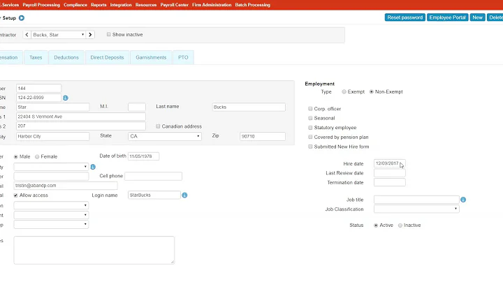 Setting up an employee in Payroll Relief