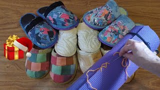 I took a fitness mat and sewed slippers! How to make shoe soles