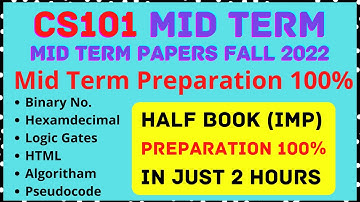 CS101 Midterm Preparation 2022 || Half Book With Concept - (by MS Rehman) || #vu #midterms #cs101