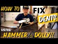 How To Use a Hammer & Dolly to Smooth DENTS in Sheet Metal!! | Sheet Metal Repair Techniques PART 1