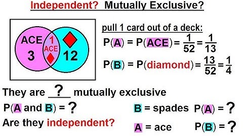 Statistics: Ch 4 Probability in Statistics (43 of 74) Independent? Mutually Exclusive?