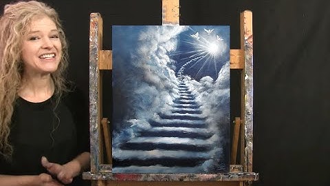 Learn How to Paint "HEAVENLY STAIRWAY" with Acrylic - Paint and Sip at Home - Step by Step Tutorial