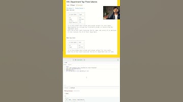 Leetcode SQL Problem - Department Top 3 Salaries.  #sql #leetcode #shorts