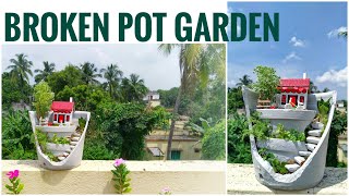 Broken Pot Fairy Garden| Broken Pot Garden Ideas| Broken Clay Pot DIY