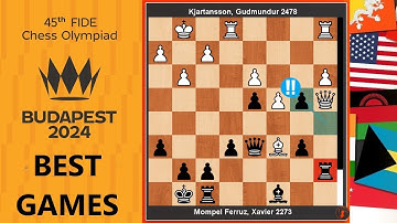 🥇 chess olympiad 2024 best games [1] : Gudmundur Kjartansson vs Xavier Mompel
