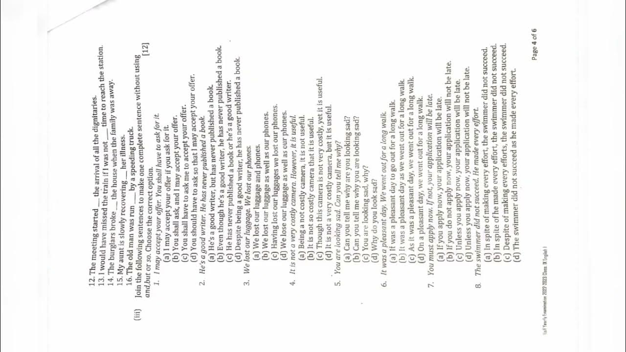 ICSE ENGLISH LANGUAGE CLASS 9 HALF YEARLY EXAMINATION QUESTION PAPER 20222023 BIHAR