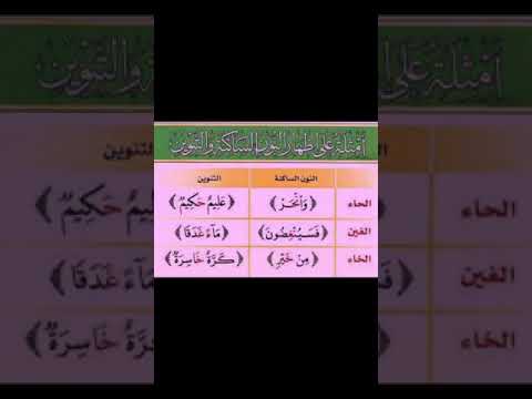 أمثله على أظهار النون الساكنه والتنوين