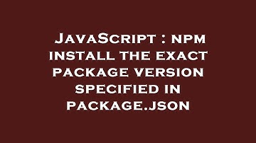 JavaScript : npm install the exact package version specified in package.json