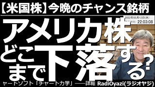 【米国株－今晩のチャンス銘柄】アメリカ株はどこまで下落するのか？　今晩、米PPI(生産者物価指数)が発表された。結果はよく、インフレの落ち着きが確認されたが、米国３指数は、ほとんど無反応だ。この先は？