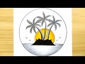 how to draw a circle drawing scenery | pencil drawing scenery circle