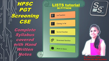 Lists tutorial in Python by Chealsha ||HTET Computer Science || HPSC PGT CSE || Python