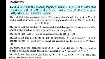 Topology - Product Topology. A typo in this video: (A1 x B1) n (A2 x B2) = (A1 n A2) x (B1 n B2)