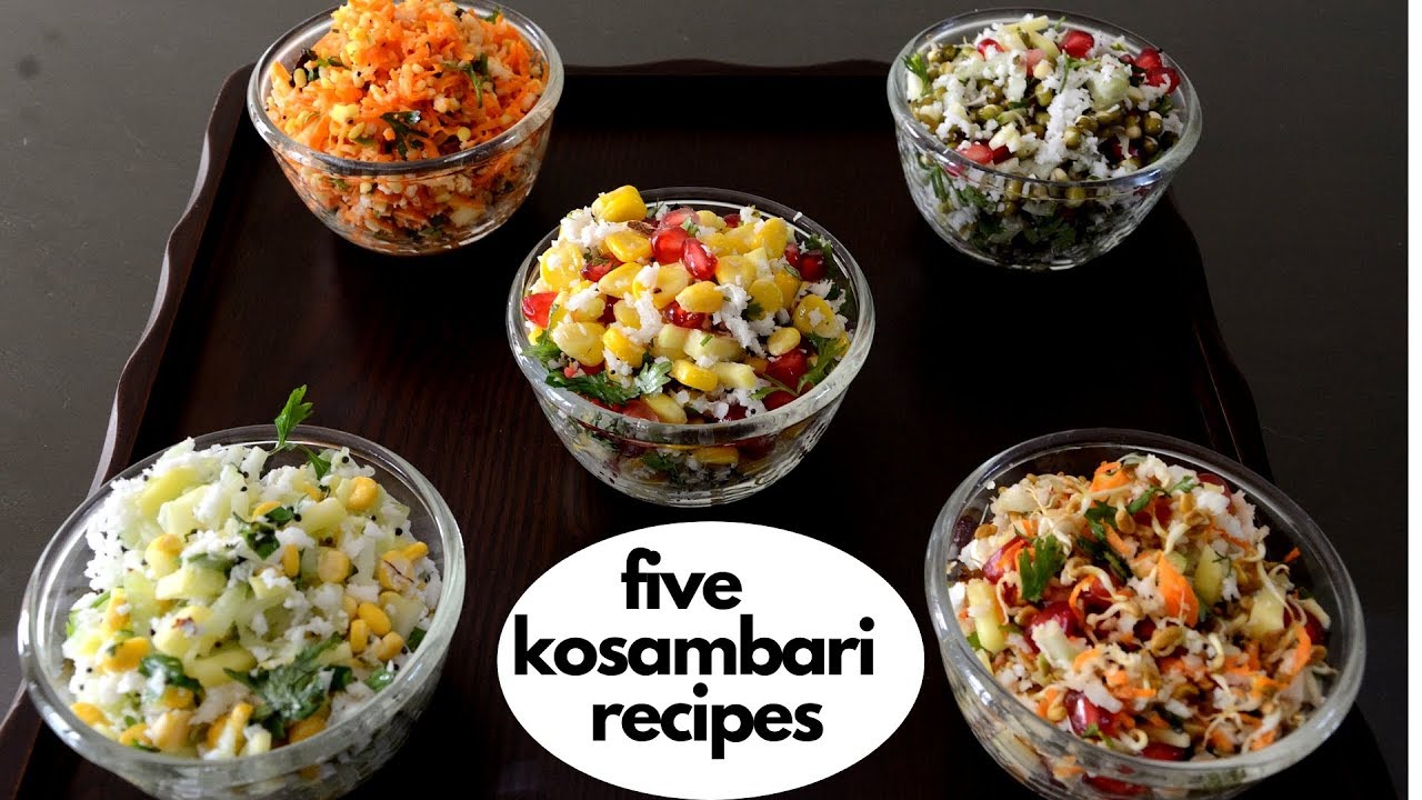 ಐದು ಬಗೆಯ ಕೋಸಂಬರಿಗಳು ನಿಮಗೆ ಗೊತ್ತಾ#dietfood#appetizer#kannadavlog#english recipe description,#brunda