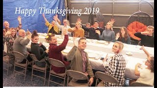 Thanksgiving In Our Garage! 30 people at 1 table!