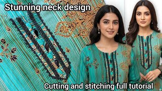Stunning Neck Design with Joint Lace  | Complete Cutting & Stitching Tutorial