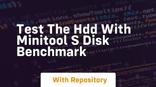 Test the hdd with minitool s disk benchmark