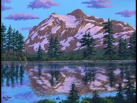 Hvordan male et fjell og innsjø 5 bruker akryl pÃ¥ lerret youtube Maleri på 5 lerret