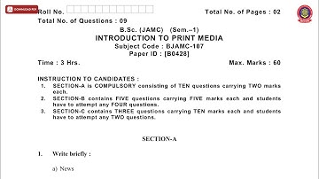 BSC JAMC 1ST SEM INTRODUCTION TO PRINT MEDIA B DEC 2018 | PTU