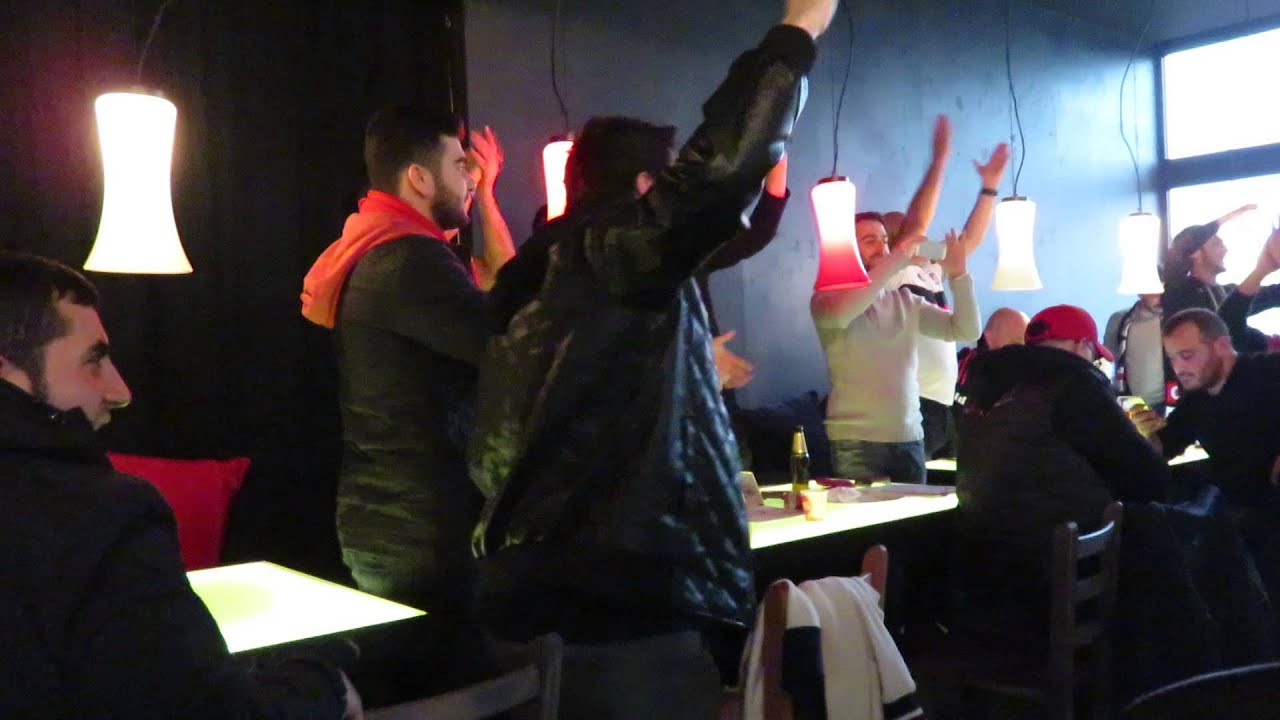 Beşiktaş fans at Belgrad Etna bar. Warming up for the match vs Partizan