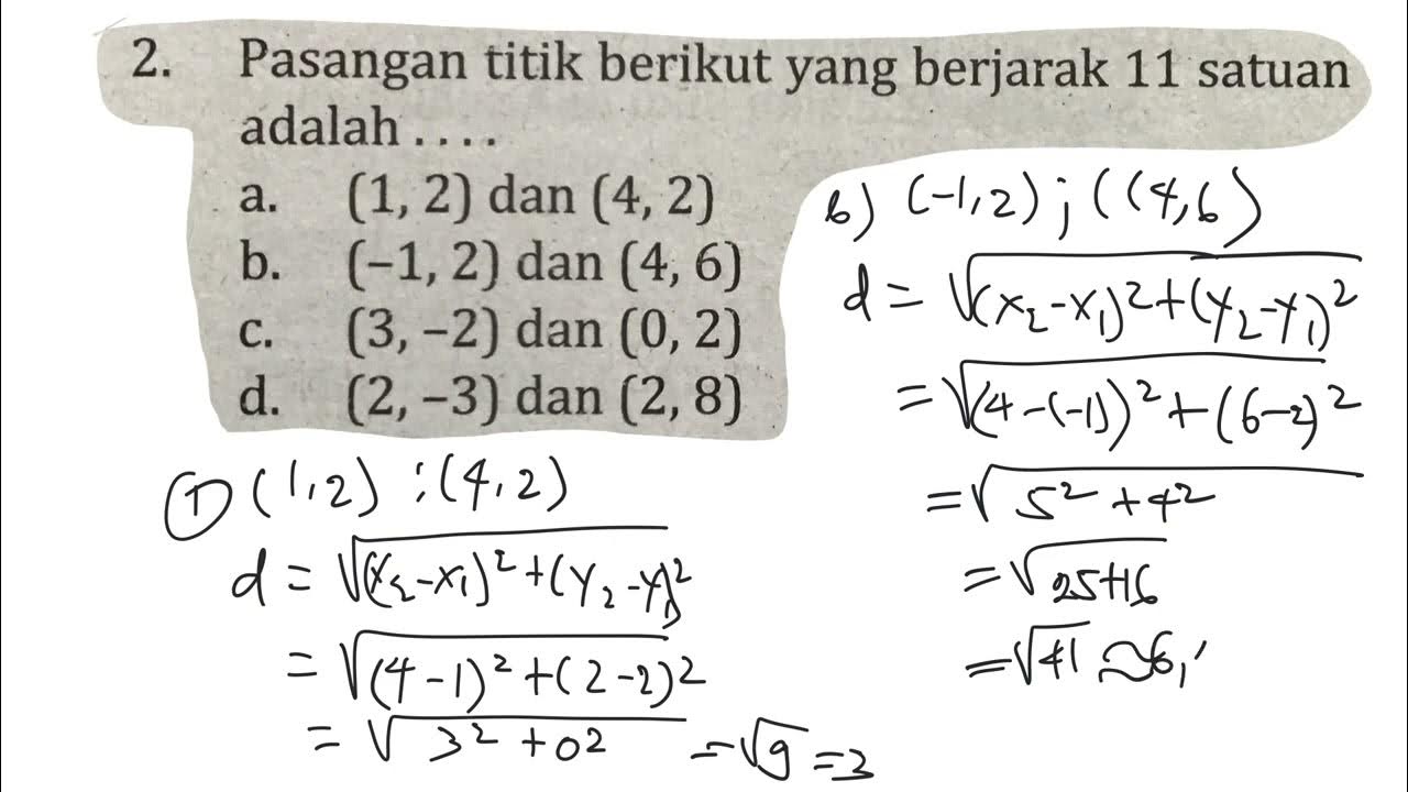 Gambar 1 - Pasangan Titik Berikut yang Berjarak 11 Satuan