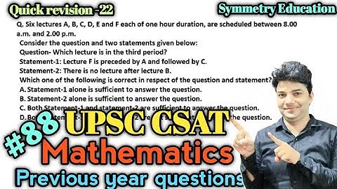 Six lectures A, B, C, D, E and F each of one hour duration, are scheduled between 8.00a.m.
