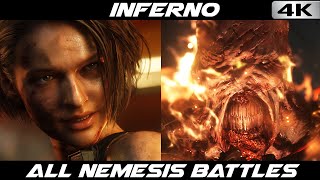 Resident Evil 3 Remake - All Nemesis Battles Inferno Mode - No Infinite Ammo - No Bonus Item - [4k]