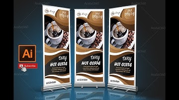 Design a professional Coffee Shop Roll Up Banner In -  Illustrator tutorial