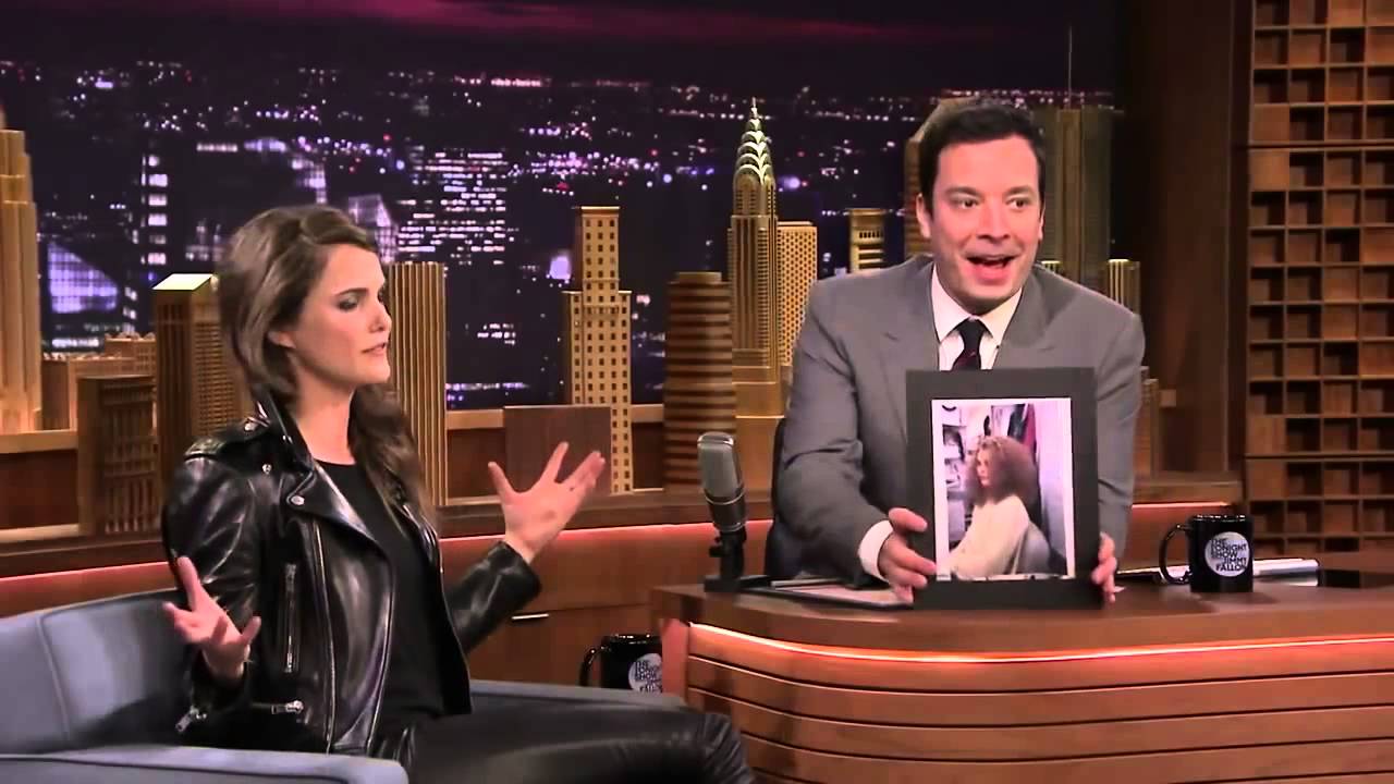 Keri Russell in double leather jacket 