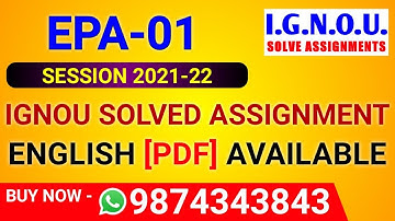 EPA 1 Solved Assignment 2021-22 in English, EPA-01 Solved Assignment 2022, EPA 1 Assignment