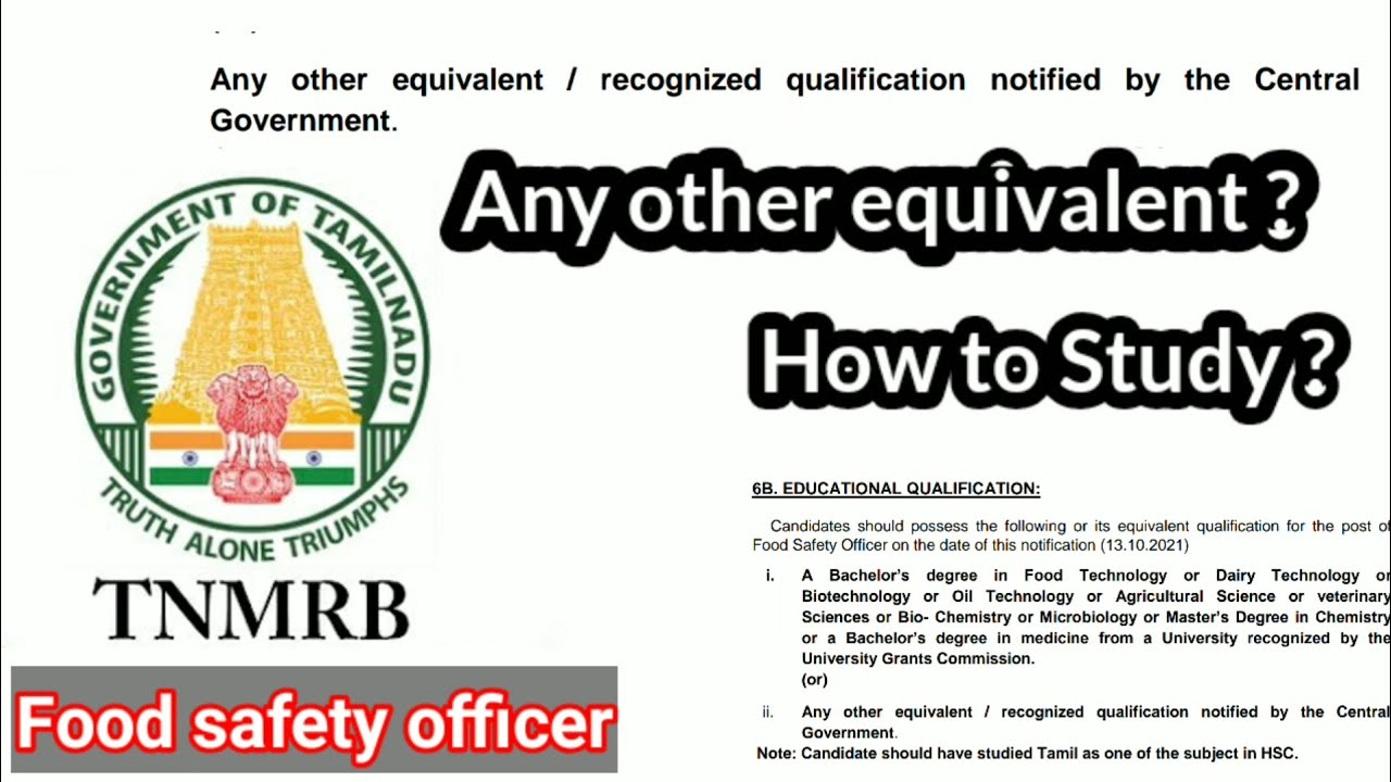 MRB Food Safety Officer How to study ? Any other equivalent