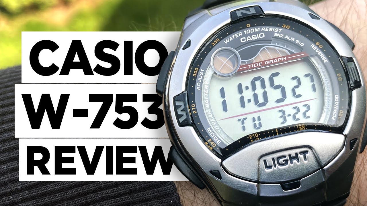 Indtægter rendering bestille CASIO W-753 (Module 2926) Digital Watch Hands on Review - The Moon and Tide  Data Watch from Casio! - YouTube