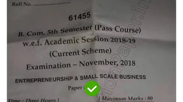 Mdu BCom Pass 5th Sem Entrepreneurship Small Scale Business Question Paper #MduQuestionPaper