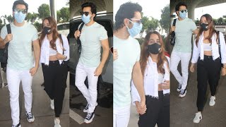 Varun Dhawan with wife Natasha Dalal Spotted at Mumbai Airport ✈️📸