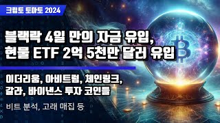 5/18) 블랙락 4일 만의 자금 유입,현물 ETF 2억 5천만 달러 유입, 이더리움, 아비트럼, 체인링크,갈라, 바이낸스 투자 코인들