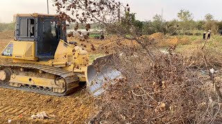 Great Bulldozer Komatsu D51Px in real action work at working area