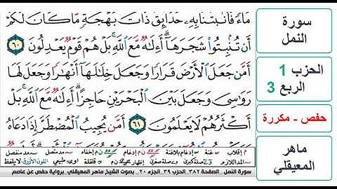 سورة النمل - الحزب 1 - الربع 3 - حفص - ماهر المعيقلي - مكررة