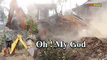Lazy Driver in Escorts Dozer - JCB - Dozer Pulling Tree Root on Road construction (Part 2)