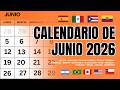 CALENDARIO DE JUNIO 2026 ALMANAQUE JUNIO 2026 