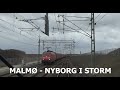 Führerstandsmitfahrt / Førerrumstur / Cabview - Danmark:  Malmø - Nyborg i stormvejr