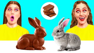 Tantangan Makanan Asli vs Makanan Cokelat | Pertempuran Makanan oleh Fun Fun Challenge