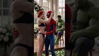 Spider man marries black widow 😍Hulk crying😭😭sad Marvel #ai #spiderman #marvel #blackwidow #hulk