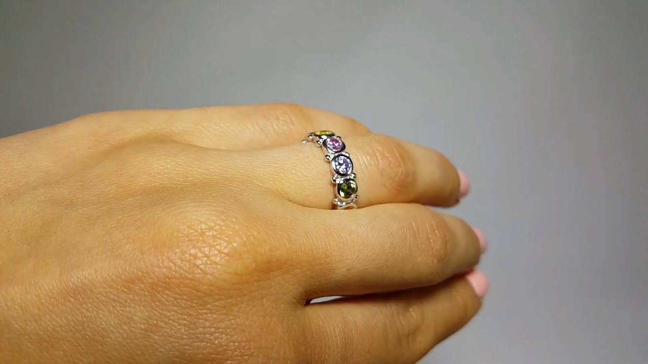 Sterling Silver Multi Colored Eternity Ring SAAR0041