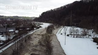 🚨💦 Hochwasser bei Schopfheim im Wiesental - Drohnenflug über der übergelaufenen Wiese [29.01.2021]