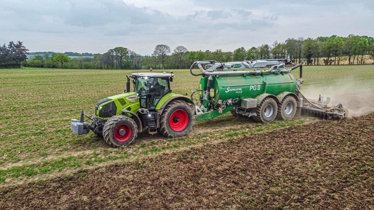 🤩 nouvelle ensemble de l’ETA Leroux | claas axion 850 + Samson PGII20