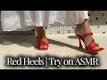 🔥 Red Heels Try-On ASMR 👠 | Strappy Sandals, Elegant Walk &amp; Summer Shoe Fashion