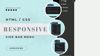 Build A Responsive Sidebar Menu in HTML, CSS, & Javascript - Beginner
