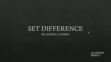 SET DIFFERENCE - RELATIONAL ALGEBRA